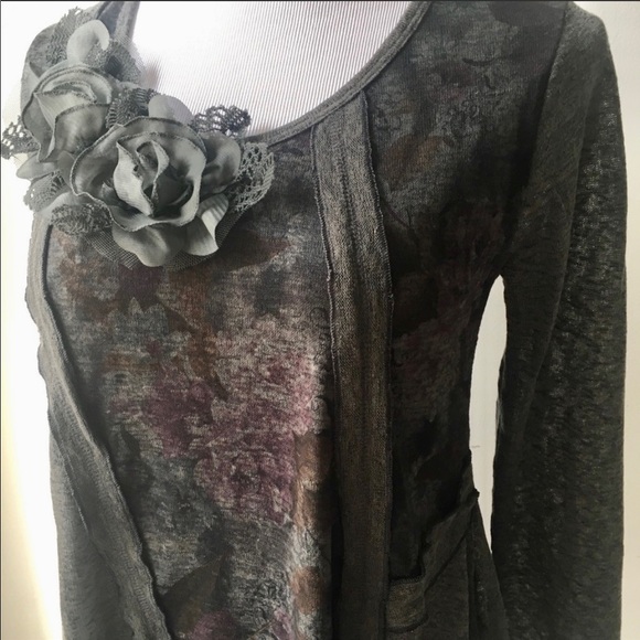 PRETTY ANGEL bohemian gray grey top tunic dress - Picture 3 of 5